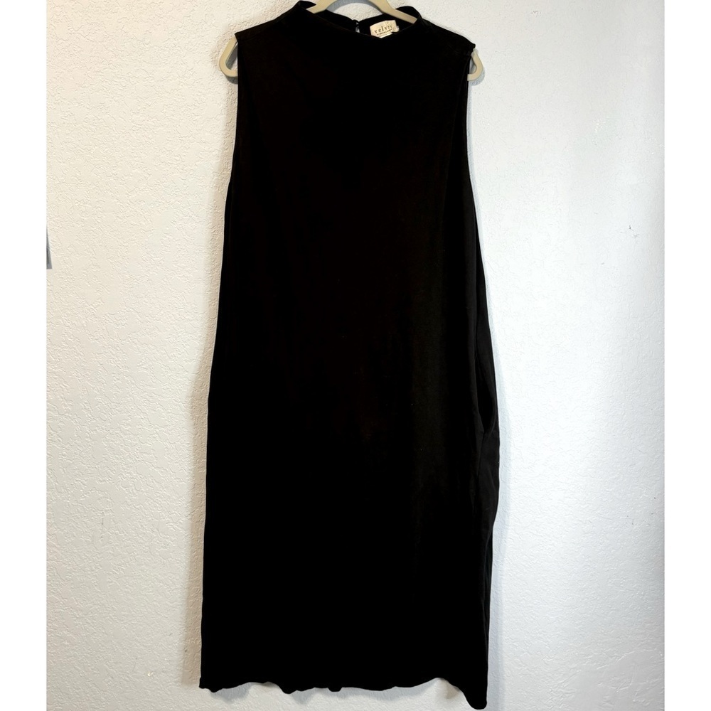 Velvet By Graham & Spencer Black XL High Cotton Neck Midi Dress